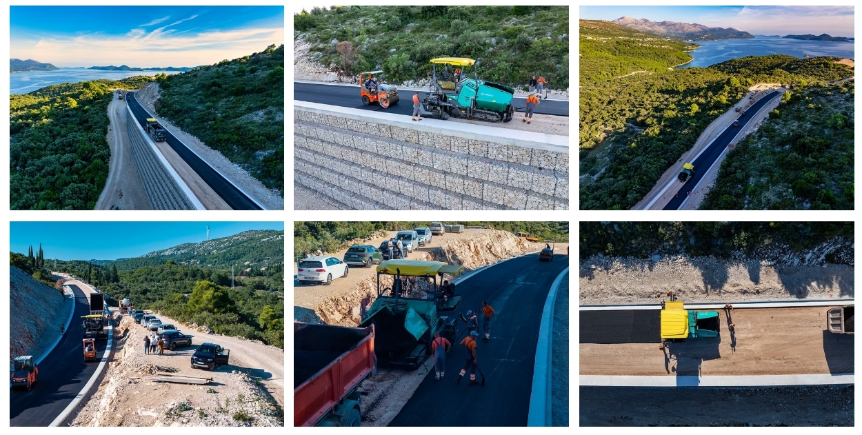 Aerial views of the new access road under construction above the Adriatic coastline