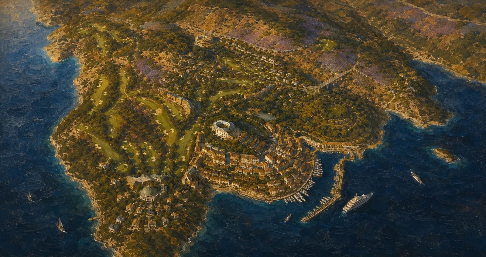 Aerial rendering of the Dubrovnik Three Sisters masterplan
